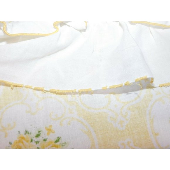 VTG Shabby Chic Yellow Cameo Rose Full / Double Flat Sheet Ruffle Edge Cottage - Picture 7 of 8